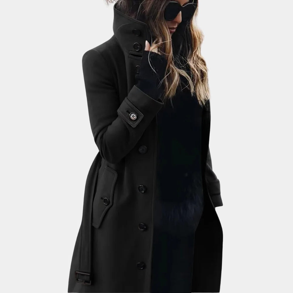 Belro women's trenchcoat featuring classic design, beige color, and tailored fit, suitable for stylish outerwear.