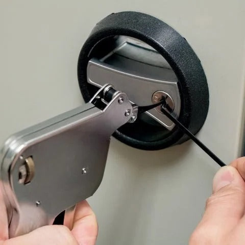 Belro Lock Pick Auto Extractor tool for locksmithing, showing the metal pick and handle in a close-up shot.