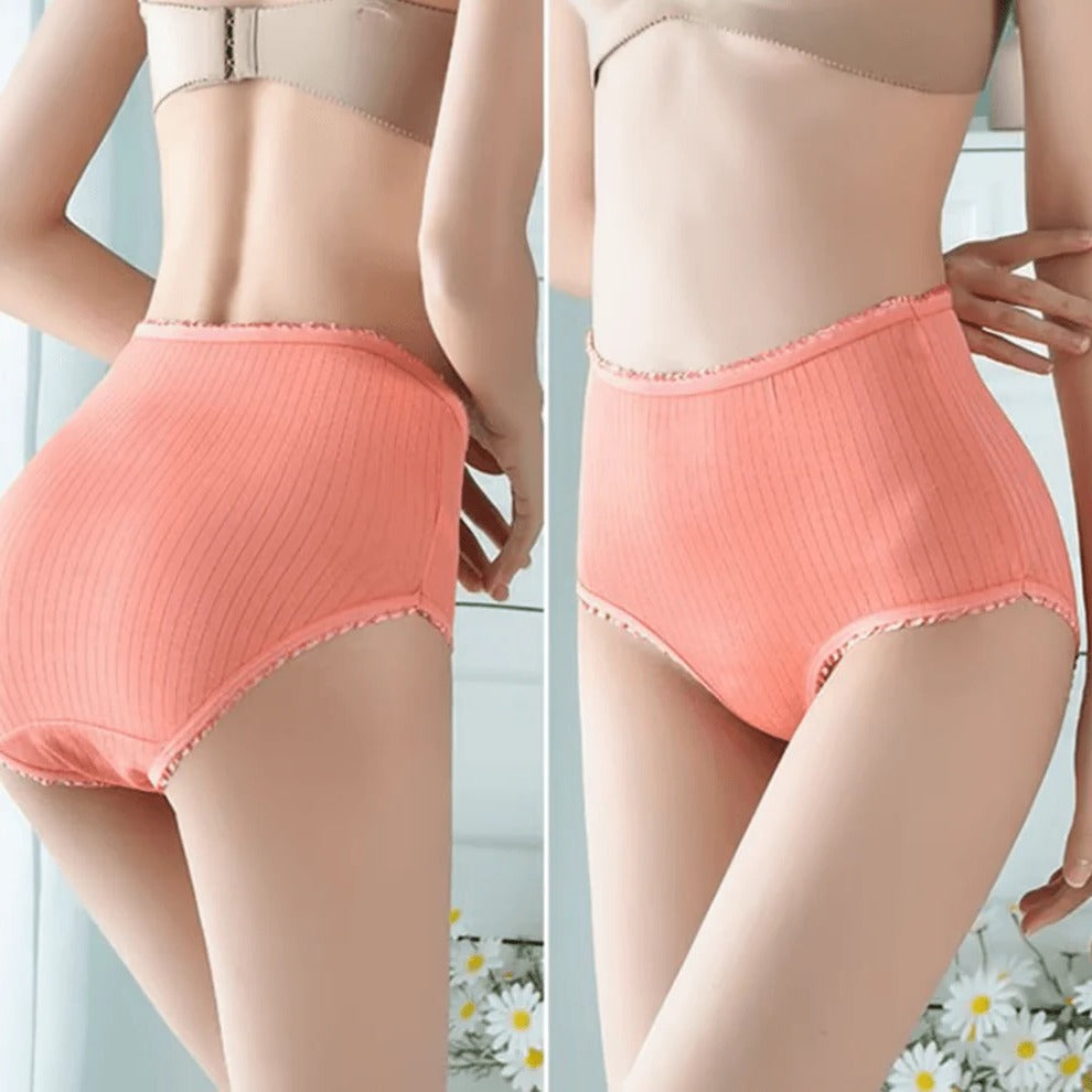 Leak-free women's underwear by Belro, showing beige moisture-proof underwear with comfortable fit and seamless design.