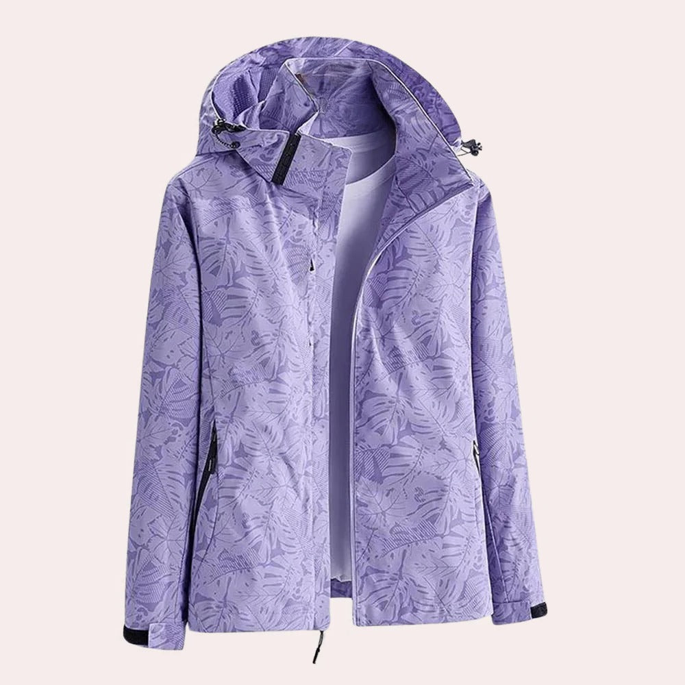 Belro ladies hooded jacket with detachable hood, stylish and versatile outerwear for women, shown in a close-up view.