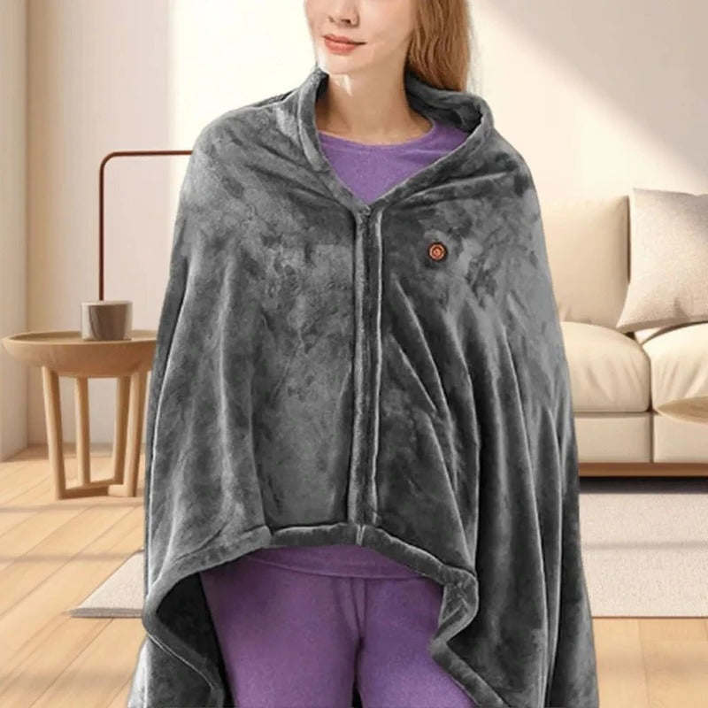 Belro USB electric heated blanket spread on bed, showcasing cozy, soft fabric and integrated control for home and garden comfort.
