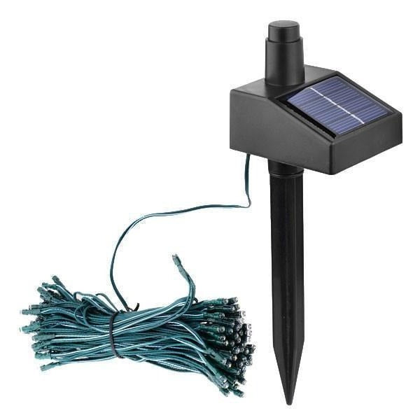 Belro 17-meter string of 100 LED solar-powered fairy lights for outdoor home and garden decoration, glowing softly at dusk