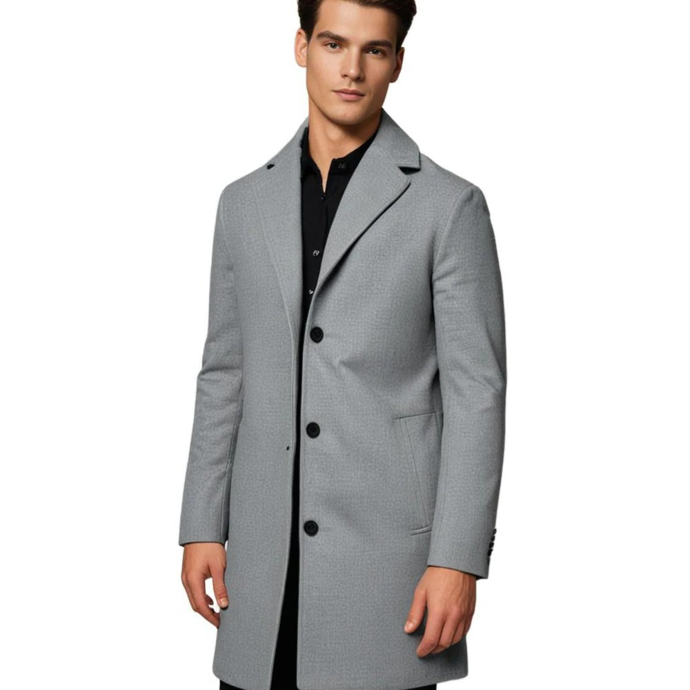Men's long winter coat by Belro, featuring a warm, insulated design perfect for cold weather, shown in this front view image.
