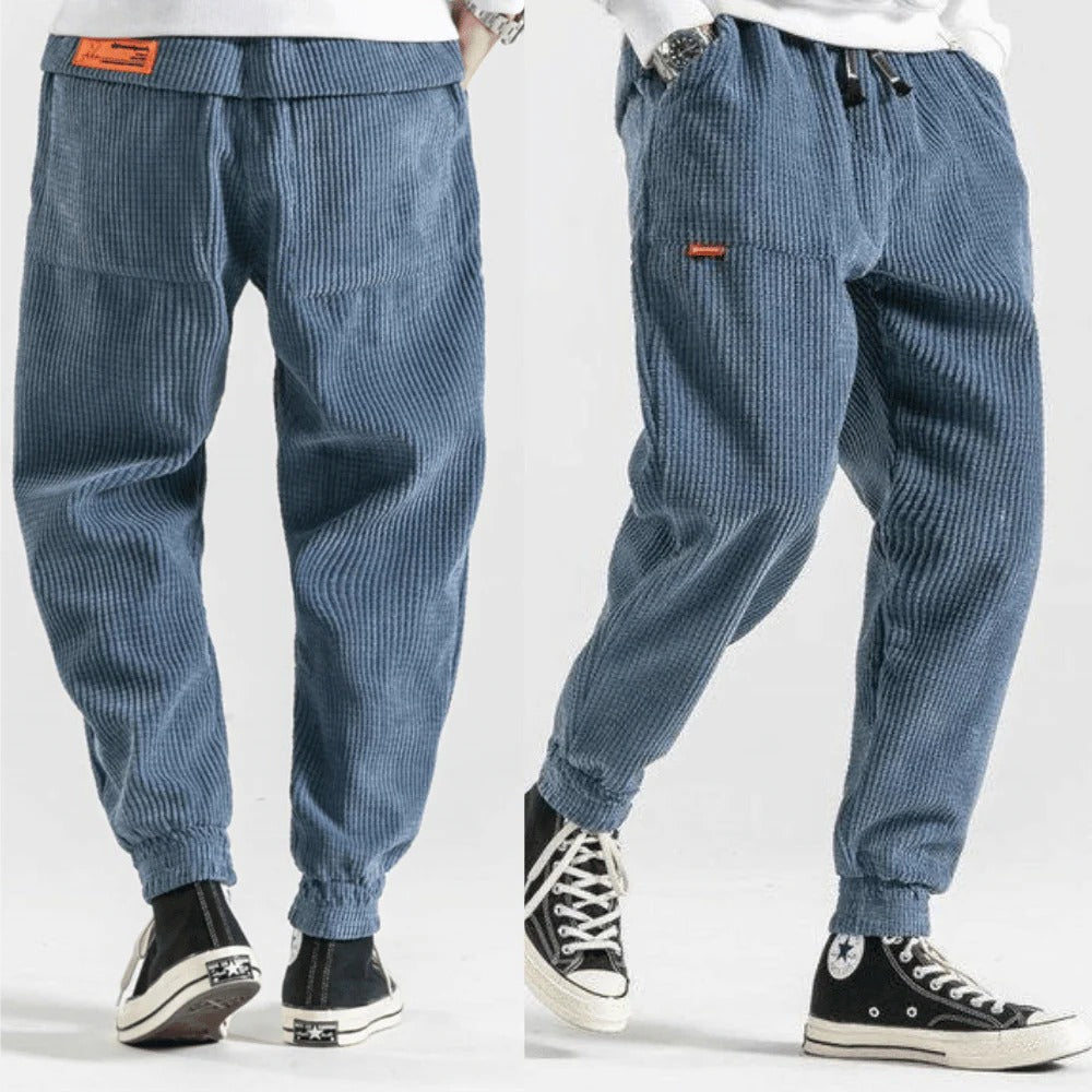 Belro corduroy trousers in a classic fit, displaying the textured fabric and stylish design perfect for casual or smart-casual wear.