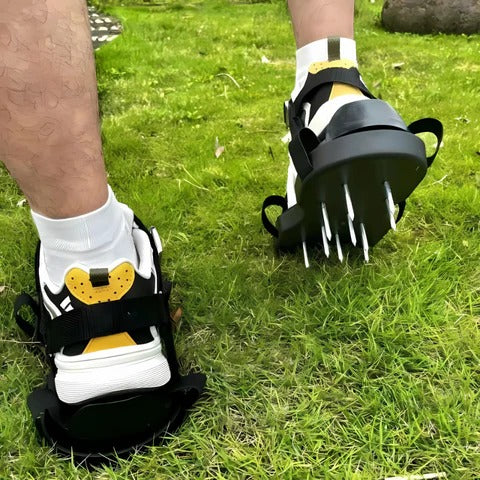 Belro Aerator Shoes for Men, durable lawn care footwear with built-in spikes for aerating grass effortlessly.