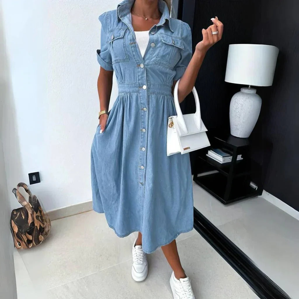 Belro trendy denim dress featuring a stylish fit and classic design, perfect for casual or everyday wear.