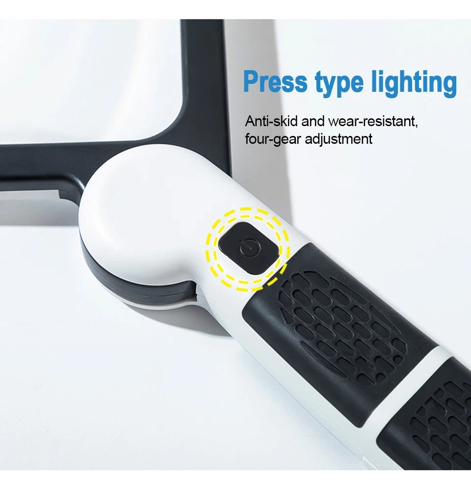 Belro foldable LED magnifying glass with adjustable arm and bright LED light, ideal for detailed viewing and close-up tasks.