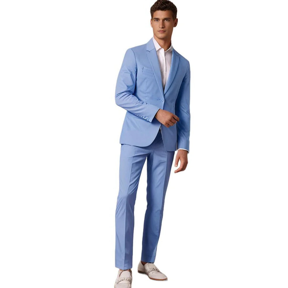 Men's Belro suit featuring a tailored blazer and matching trousers, styled for formal or business occasions.