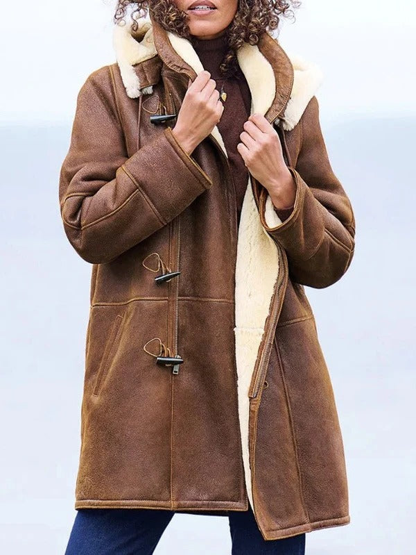 Belro women's long down winter jacket, lightweight and warm, with a quilted design and hood for cold weather comfort.