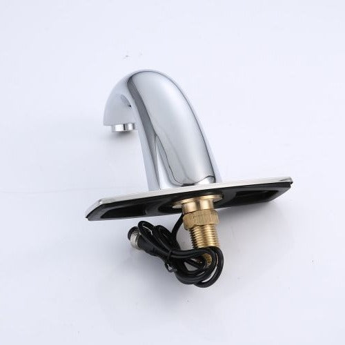 Belro automatic touch-free sensor faucet installed on a bathroom sink, showcasing modern hardware for hands-free operation.