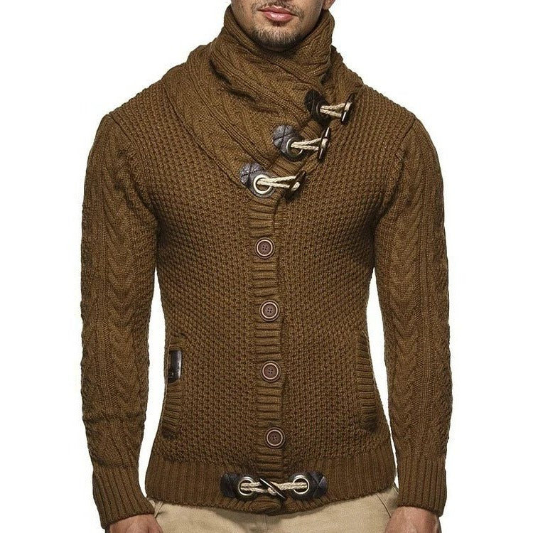 Belro automotive knitted sweater with toggle closure, featuring a cozy knit design and stylish toggle fastenings.