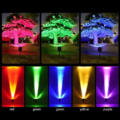 Belro Solar LED Multi-Zoom Spot Light installed outdoors, highlighting garden or home exterior with adjustable lighting angles.