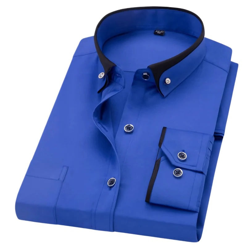 Belro men's long-sleeved shirt with a modern fit, featuring a sleek design and button-up front, perfect for stylish 2024 fashion.