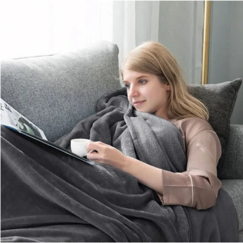 Belro waterproof warm blanket with plush fabric, shown folded on a bed, ideal for cozy bedding and outdoor use.