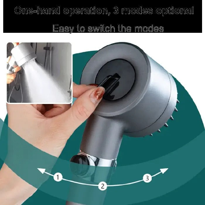 Belro high pressure showerhead attached to bathroom wall, showcasing durable tools and hardware for powerful water flow.