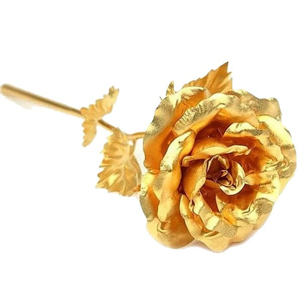 Belro 24K gold dipped real rose with gift box, elegant men's clothing accessory, showcasing a gold-coated preserved rose.