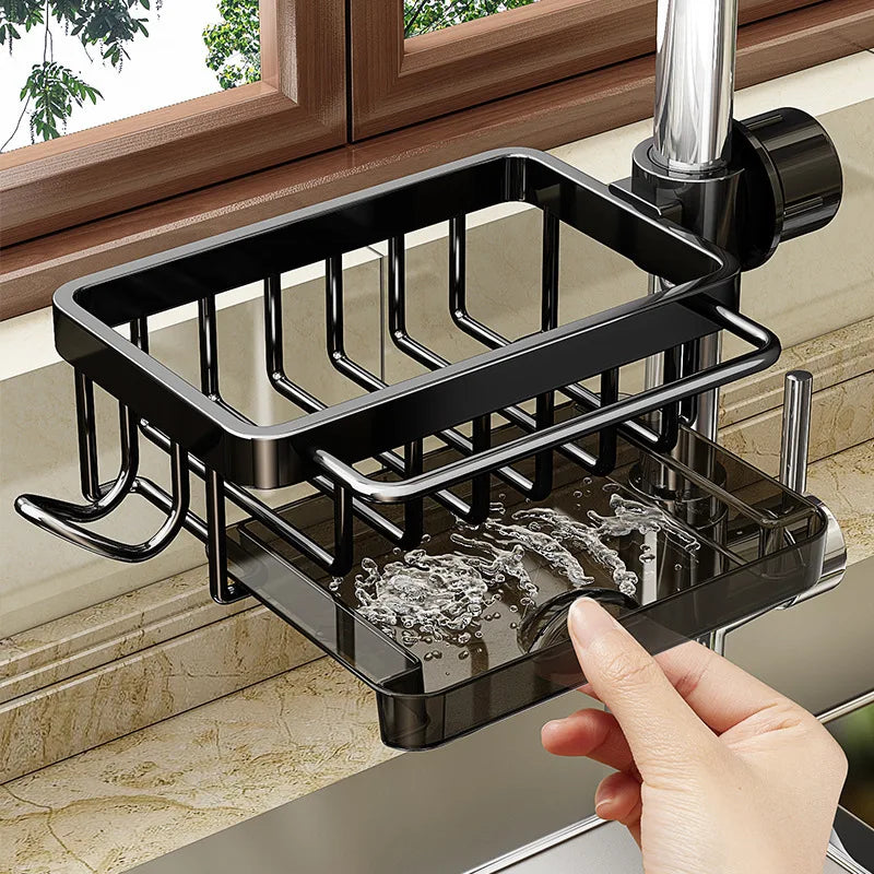 Belro Ultimate Sink Organizer for kitchen, showing multiple compartments and sturdy design for efficient dish and utensil storage.