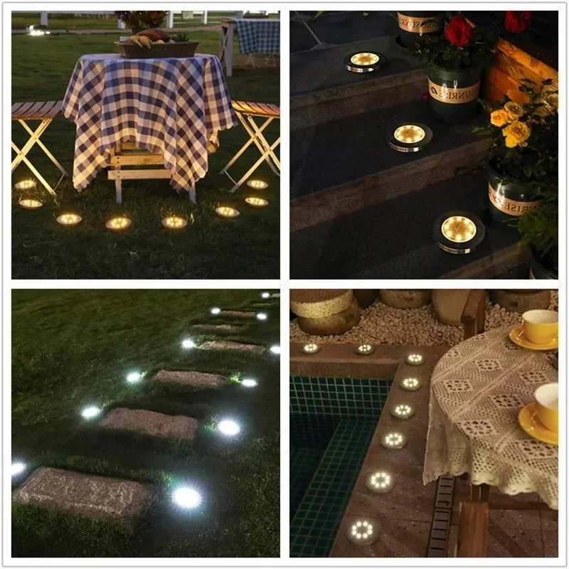 Belro outdoor solar garden lights illuminating a garden pathway with warm LED lights during dusk.