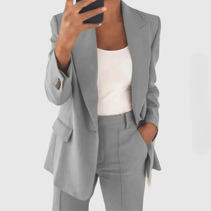 Belro chic blazer set with matching pants, tailored fit, stylish design, perfect for sophisticated office or formal wear.