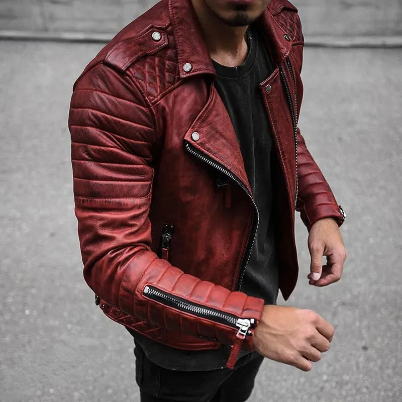 Belro men's leather jacket featuring a stylish design, durable craftsmanship, and a classic fit, shown on a hanger.