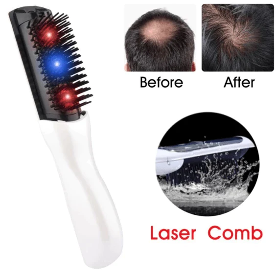 Belro professional hair regrowth laser comb for men with a sleek, handheld design and laser treatment slots.