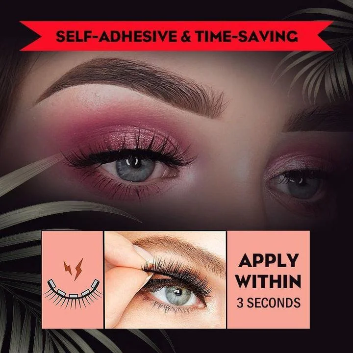 Belro Premium Reusable Self-Adhesive Eyelashes shown on a white background, highlighting natural, full lash design for enhanced beauty.