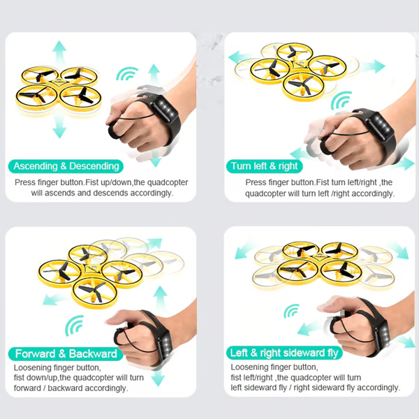Belro hand-controlled drone with LED lights and gesture control, featuring a compact design and remote-free operation.