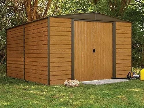 Casavibeo Arrow WR1012 Woodridge EG steel storage shed, 10x12 feet with double doors and ventilation features.