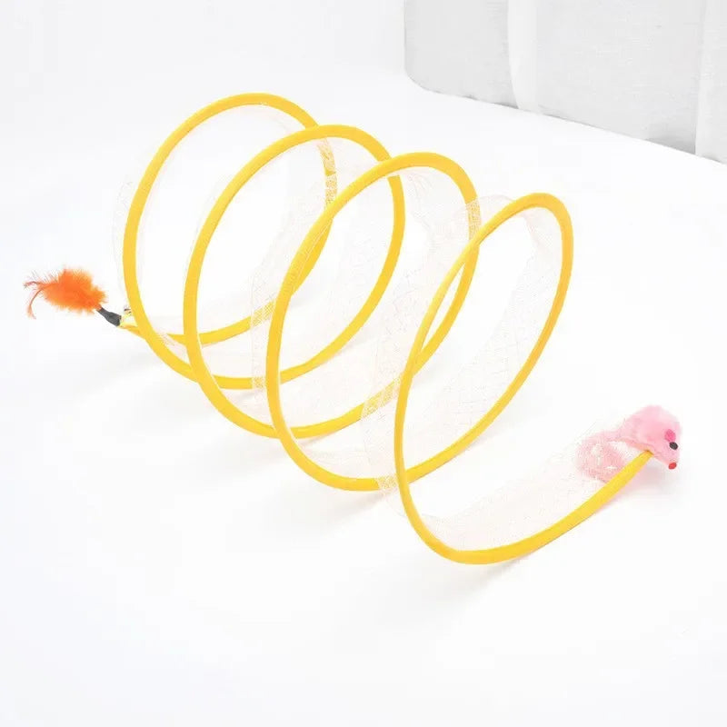 Belro collapsible S type interactive cat tunnel with mouse toy, made of durable fabric, fun for cats to play and hide inside