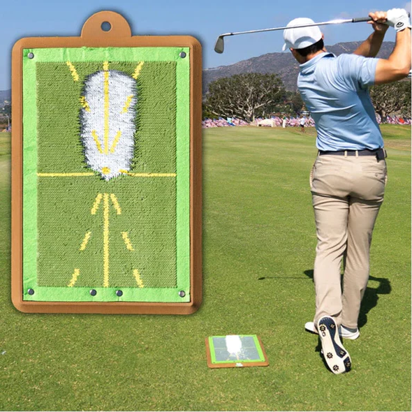 Belro golf training swing detection mat for outdoor practice, featuring a textured surface and alignment guides for home golf training.