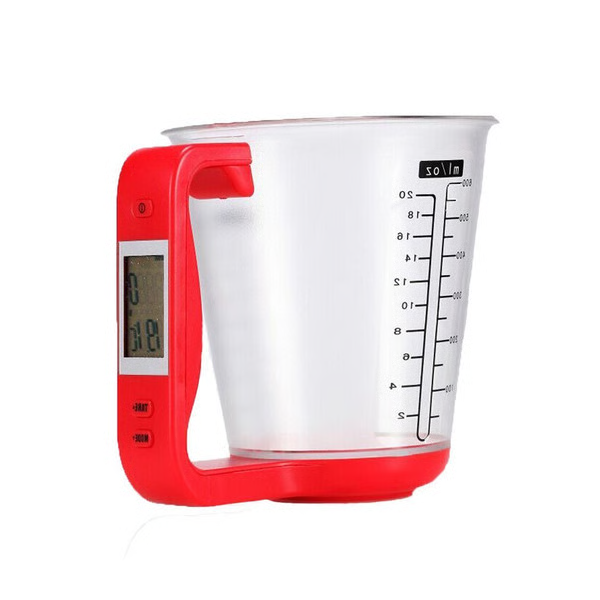 Belro smart measuring cup with digital display, used for precise measurements in electronics and power management applications.