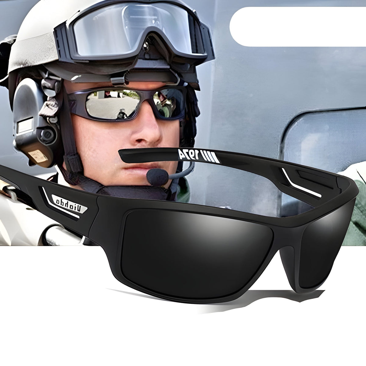 Belro polarized military sunglasses with UV 400 protection, designed for fishing and outdoor activities, featuring tinted lenses.