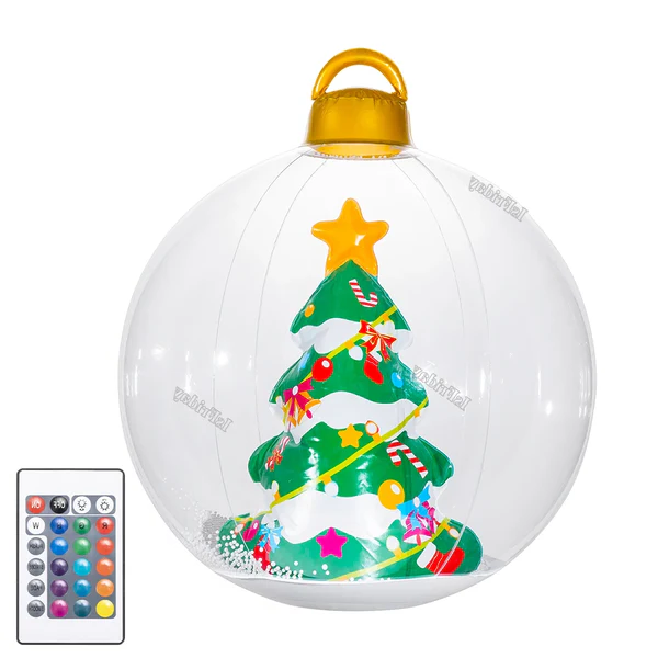 Belro inflatable outdoor Christmas ball with LED lights, decorative holiday accessory, shown with colorful lights and festive design.