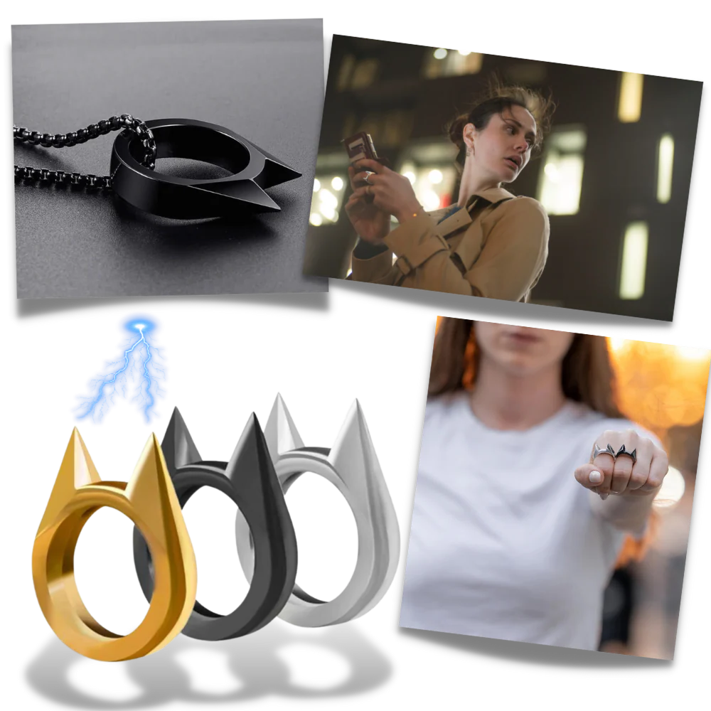 Belro cat ear protective ring jewelry accessory featuring a silver cat ear design on a sleek ring.