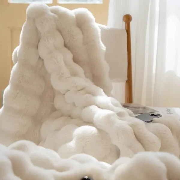 Belro winter warm rabbit faux fur throw blanket with plush, soft texture, ideal for cozy home bedding and decor.
