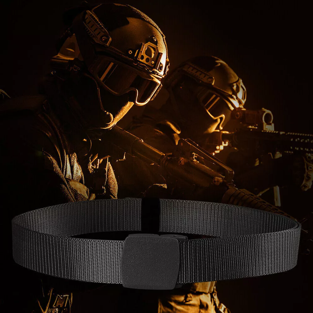 Belro men's military nylon canvas belt with breathable webbing, durable and adjustable for uniform or casual wear.