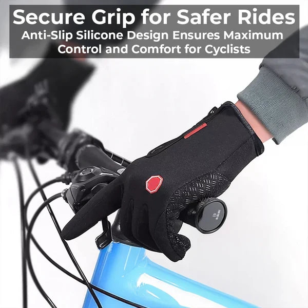 Belro waterproof thermal gloves in black, showing the insulated exterior and flexible design for cold weather protection.