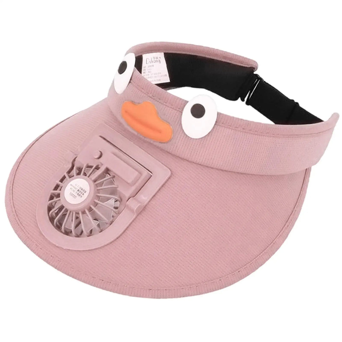 Pink kids sun visor hat with cooling fan from Belro, lightweight and breathable for outdoor summer protection.