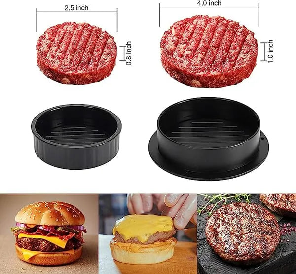 Belro burger press for homemade burgers, featuring a sturdy metal construction and comfortable handle for even shaping.