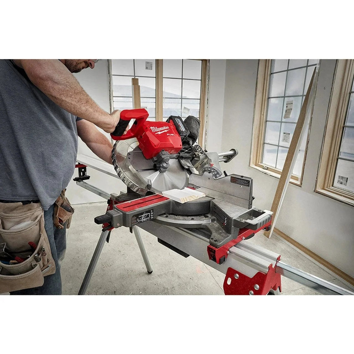 Casavibeo SKIL SPT88-01 12-inch worm drive dual bevel sliding miter saw with blade and adjustable angles visible