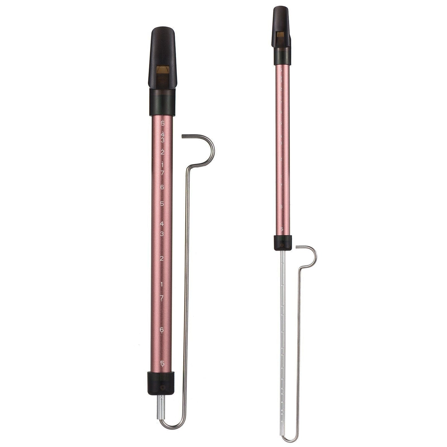 GETDECO steel slide whistle musical toy with a shiny metal finish, featuring a sliding mechanism for playful sound effects.
