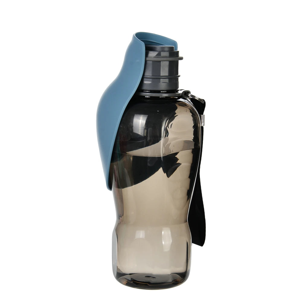 Turquoise Belro portable dog water bottle for pets, featuring a compact design for easy hydration during walks.