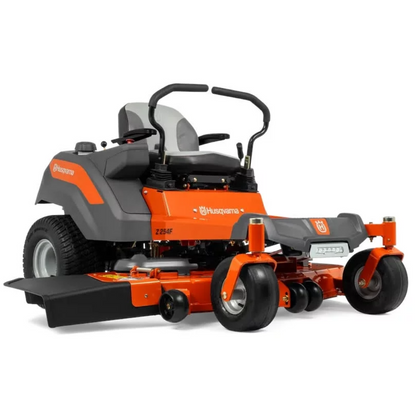 Husqvarna Z254F zero turn lawn mower with 54-inch cutting deck, 24 HP V-twin engine, shown in a yard setting