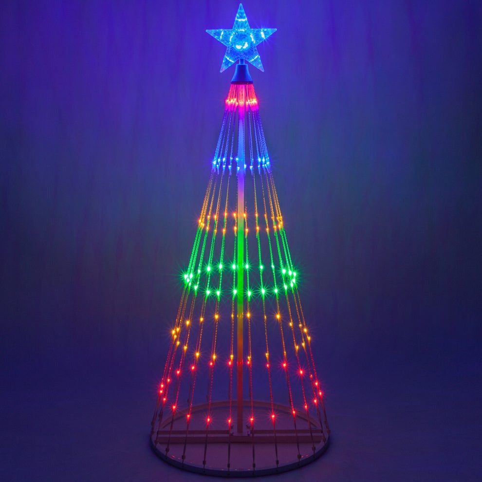 Colorful LED animated outdoor Christmas tree lightshow accessory by Belro, designed for festive holiday decorating.