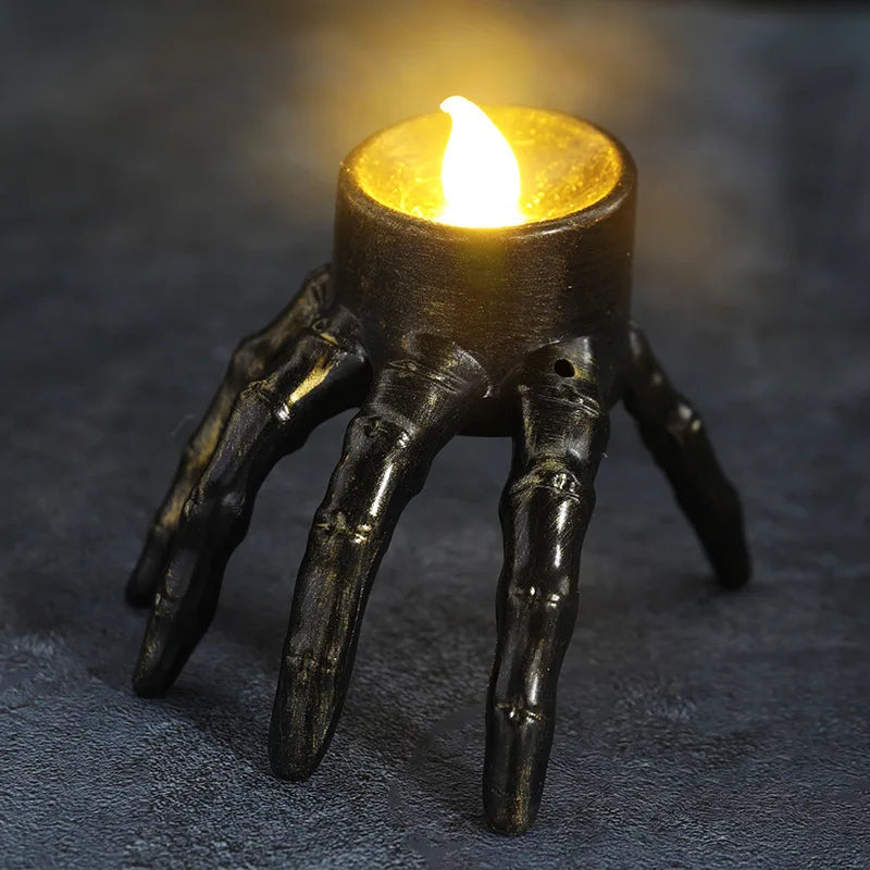 Belro Halloween flameless tea light candles with flickering warm glow for spooky home decor and festive ambiance.