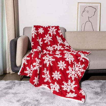 Belro Christmas wool blanket throw draped over sofa and bed, cozy holiday home decor, soft and warm winter bedding accessory