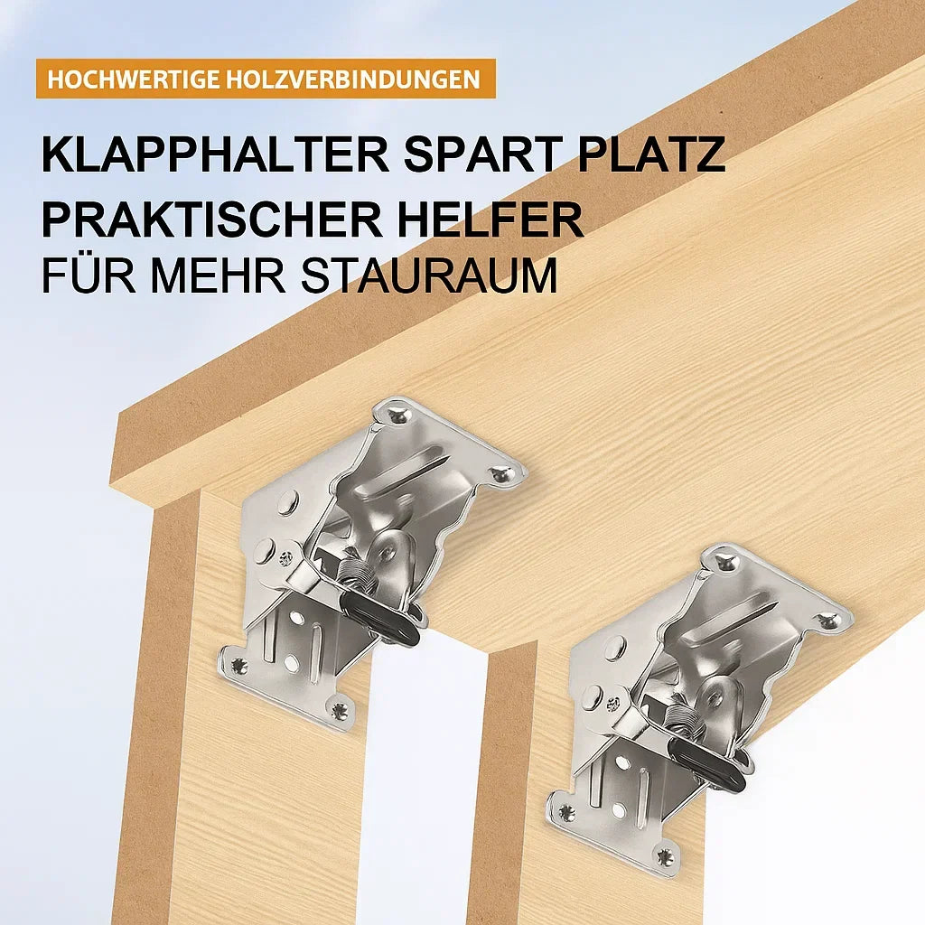 Mivoza auto-lock folding brackets, 90° heavy-duty furniture hinges, 2-pack with self-locking design and 225kg load capacity.