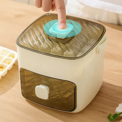 Mivoza ice cube tray with push function, large capacity stackable tray showing 48 clear ice cubes, no-spill, easy release design.