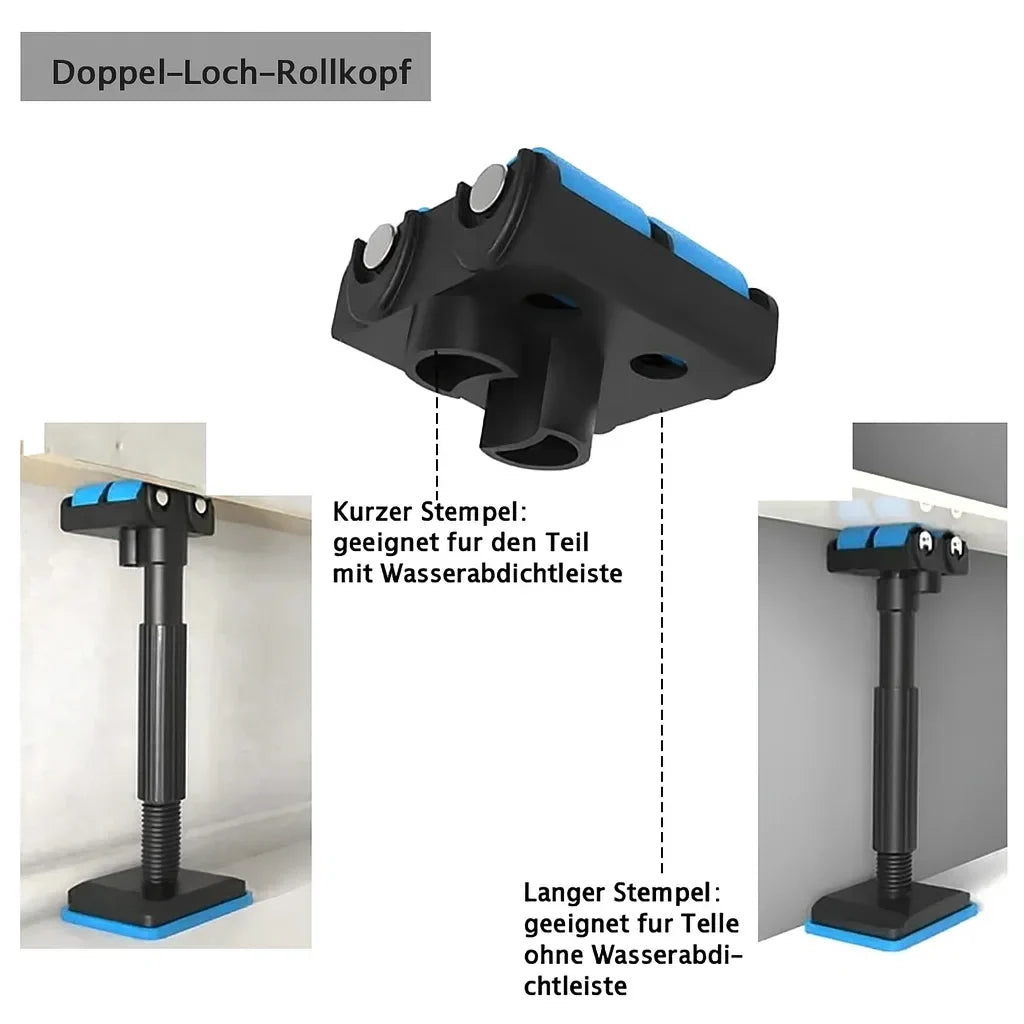 Mivoza cabinet mounting and lifting rails for safe, adjustable installation, shown installed on a kitchen cabinet for effortless lifting.