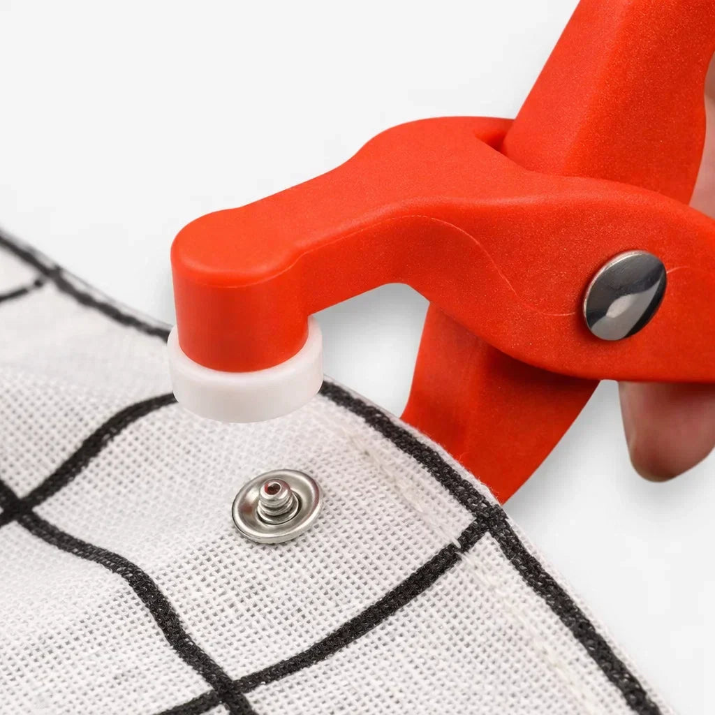 Mivoza snap button pliers set with multiple sizes for easy fabric button installation, no sewing required, handheld tool.